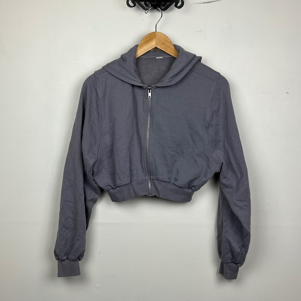 Alo Yoga Sweet Escape Zip Up Cropped Hoodie Washed Purple Gray S Sporty Casual